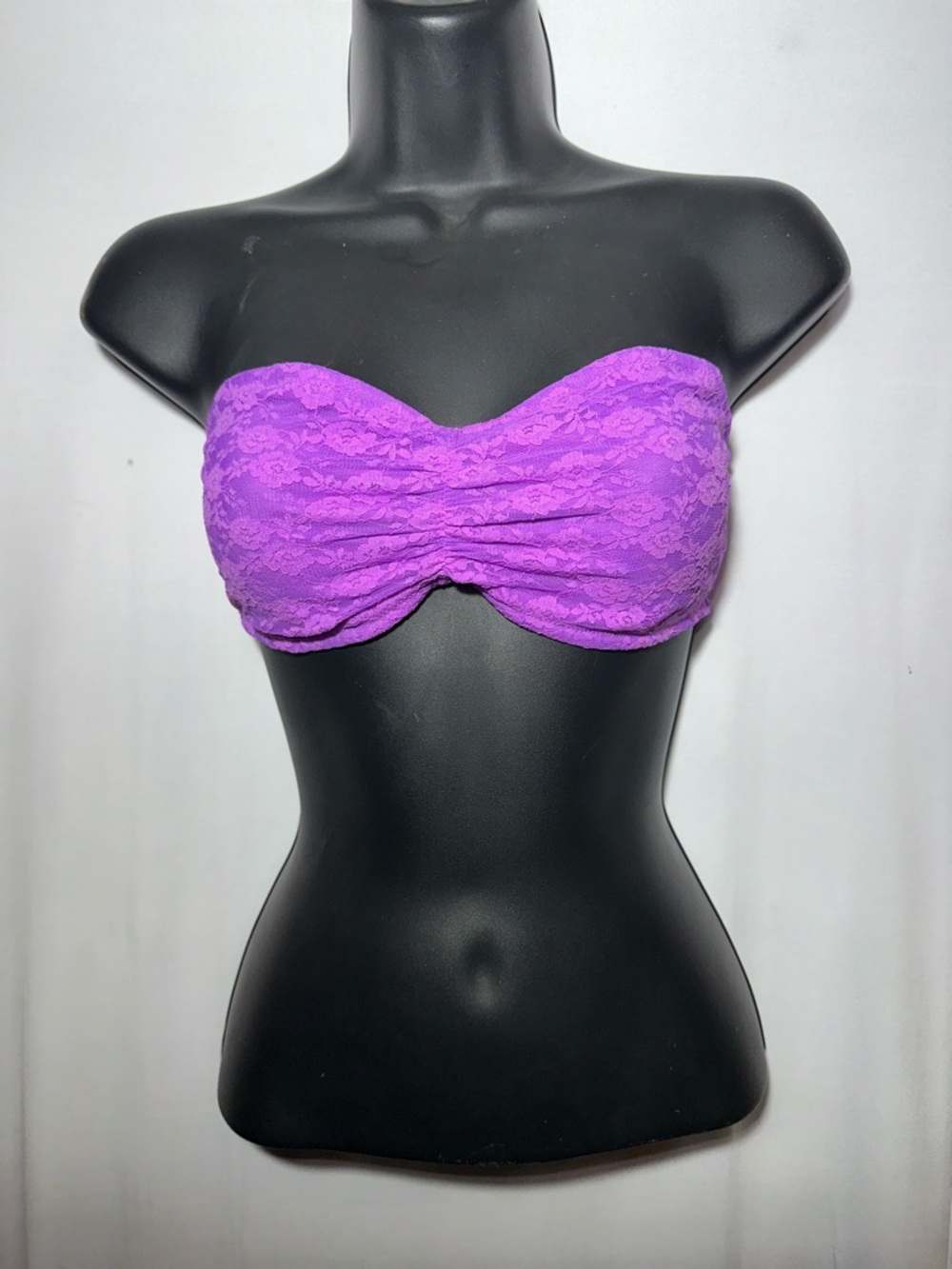 💜 PINK Victoria’s Secret Purple Lace Bandeau Bra Medium  🌟
